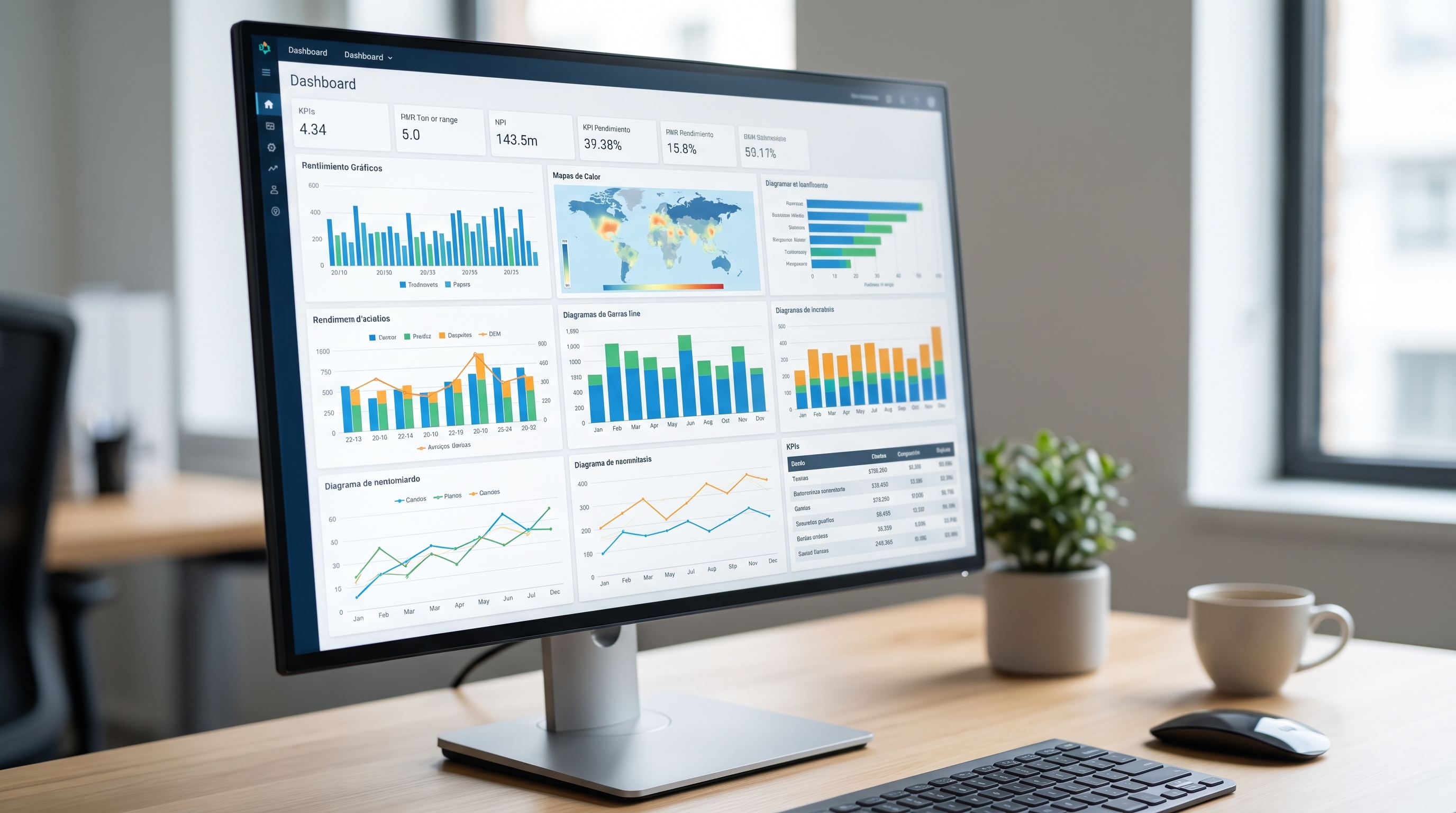 Dashboard de datos en un monitor